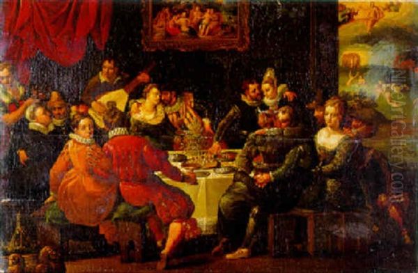 Vornehme Gesellschaft Beim Gastmahl by Gaspar van den Hoecke