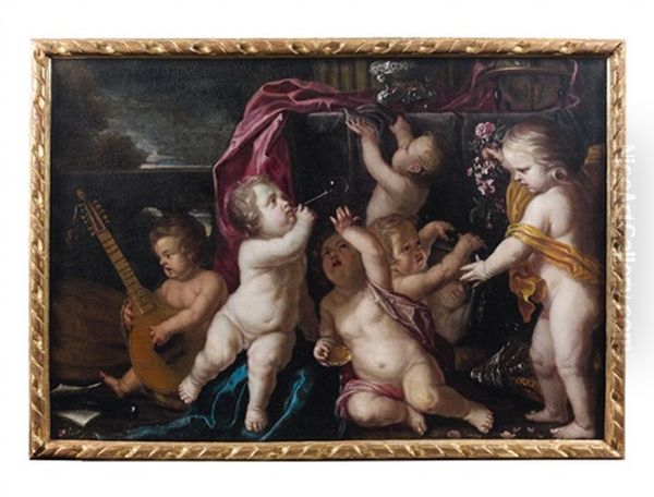 Allegorie Des Cinq Sens Oil Painting by Jan van den Hoecke