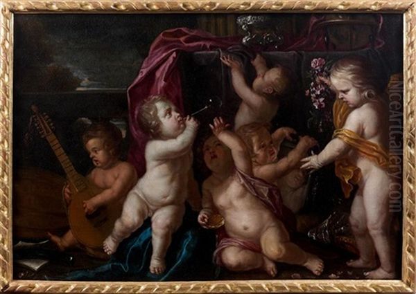 Allegorie Des Cinq Sens Oil Painting by Jan van den Hoecke