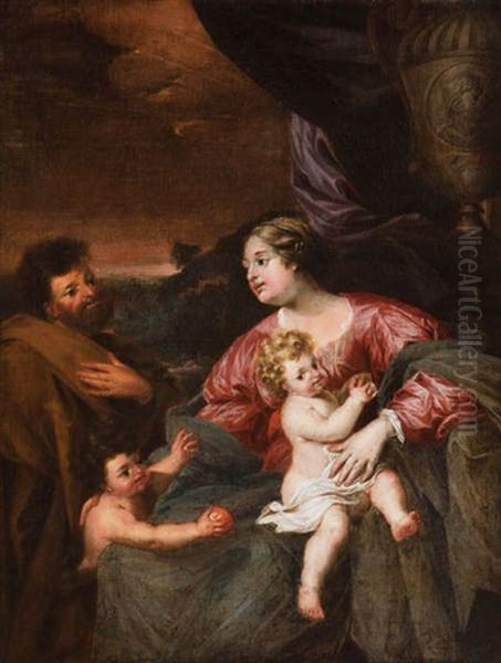 Sainte Famille Et Saint Jean Enfant Oil Painting by Jan van den Hoecke