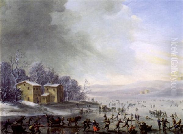 Eisvergnugen Oil Painting by Robert van den Hoecke