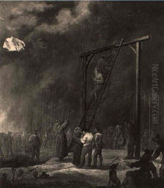 An Execution At A Gallows Oil Painting by Robert van den Hoecke