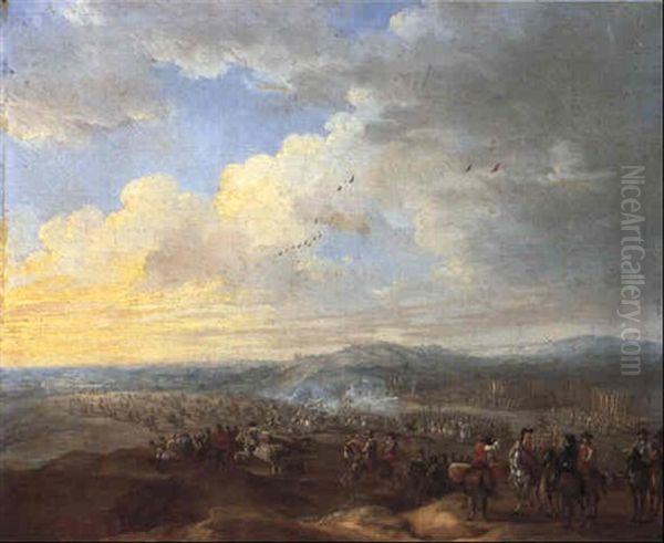 Cavalry Engagement Oil Painting by Robert van den Hoecke