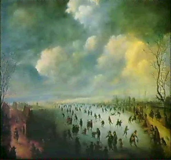 Eisvergnugen Oil Painting by Robert van den Hoecke