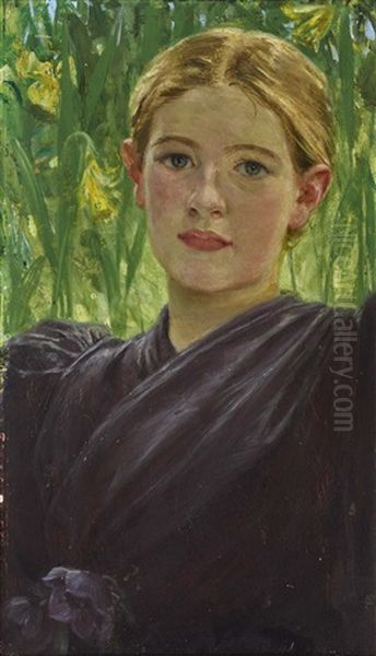 Portrait Of A Young Woman by Paul Hoecker