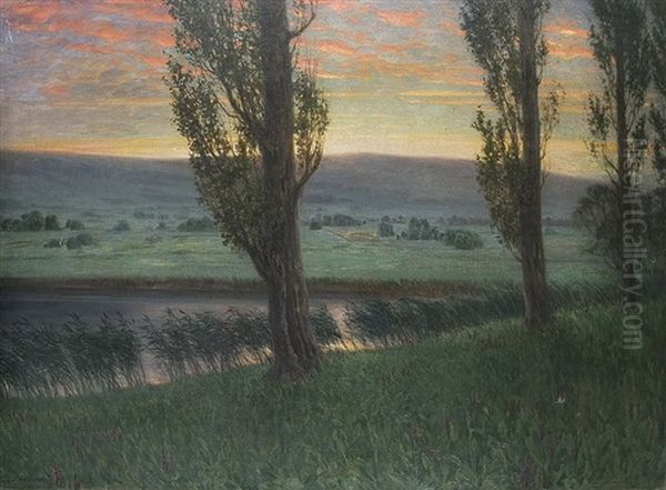 Evening Mood Oil Painting by Paul Hoecker