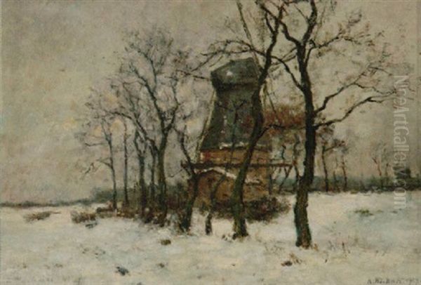 Muhle Im Winter Oil Painting by Rudolf Hoeckner