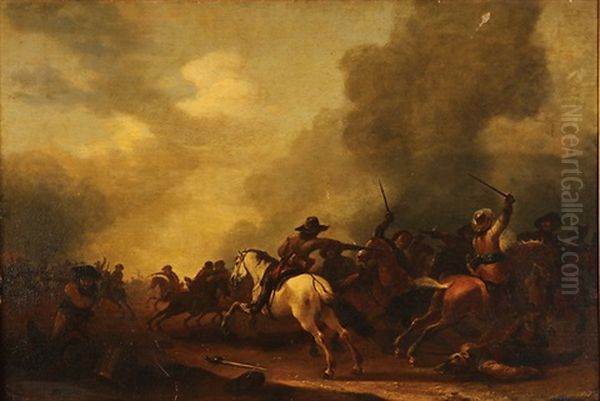 Calvary Skirmish Oil Painting by Abraham van der Hoef