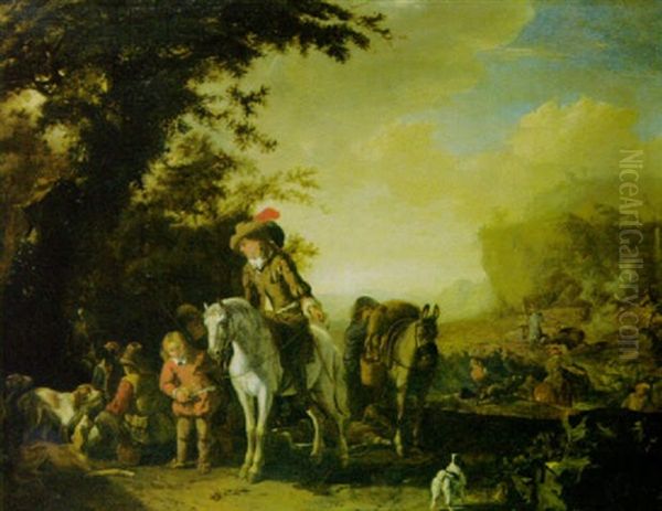 Rast Vor Der Eberjagd Oil Painting by Abraham van der Hoef