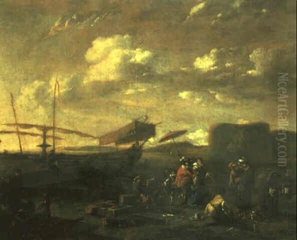 Tratos En El Puerto Oil Painting by Abraham van der Hoef