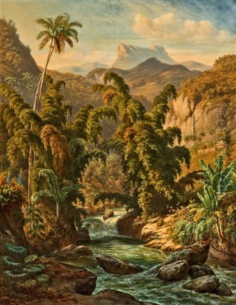 Cuban Landscape Oil Painting by Johann Adolf Hoeffler