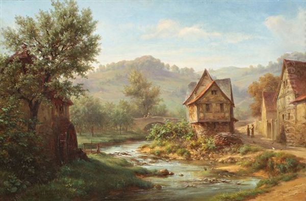 Paysage Oil Painting by Johann Adolf Hoeffler