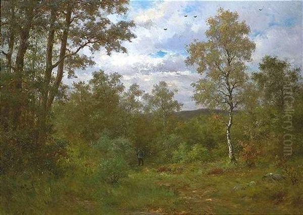 Landschaft Mit Jager Oil Painting by Johann Adolf Hoeffler