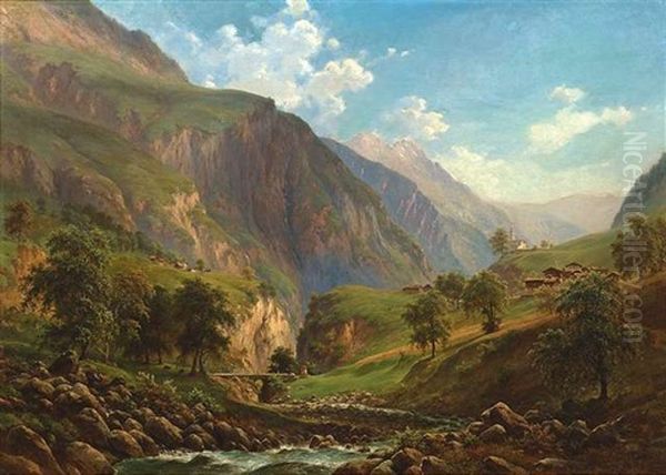 Blick Ins Lauterbrunner Tal Oil Painting by Johann Adolf Hoeffler