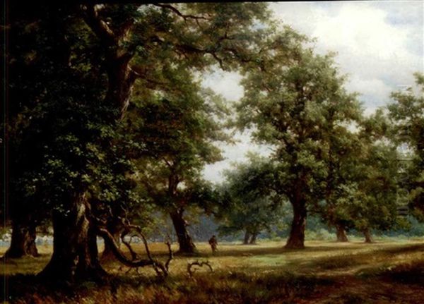 Waldparthie Oil Painting by Johann Adolf Hoeffler