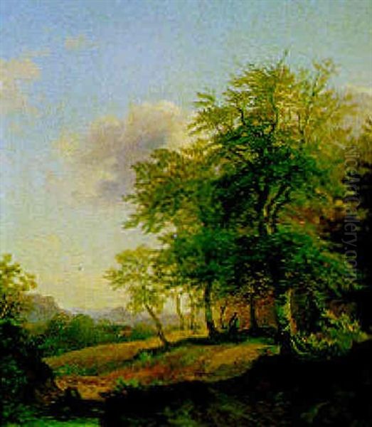 Spaziergang Durch Den Wald Oil Painting by Josef Hoeger