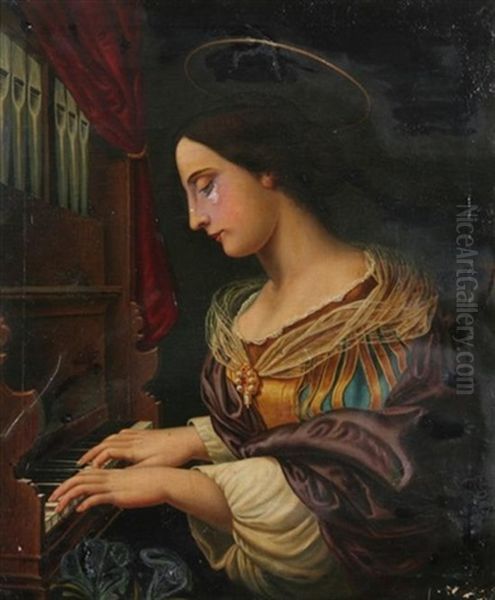 St. Cecelia Oil Painting by Ulrich Augustus Hoegger