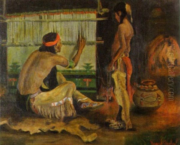 The Indian Weaver Oil Painting by Werner Hoehn