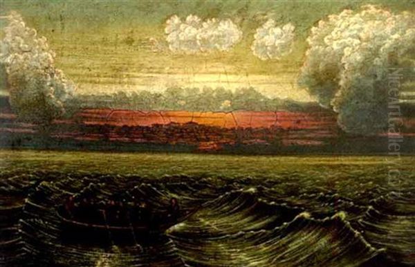 Sunset Seascape Oil Painting by Julius Robert Hoening