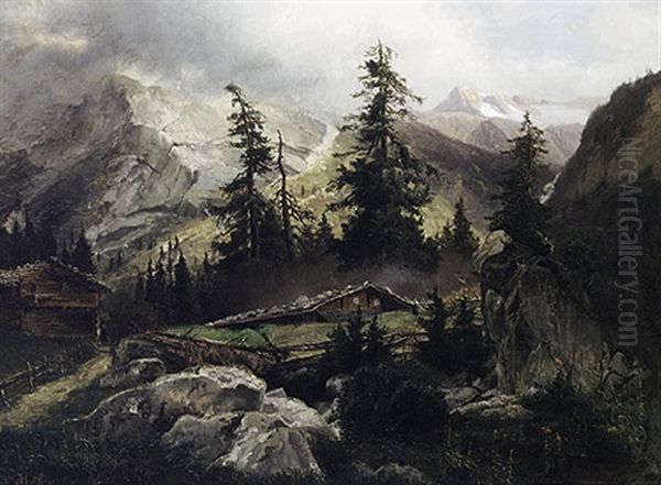 Sommertag In Den Alpen Oil Painting by August Hoerter