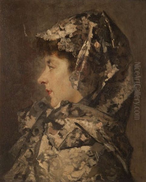 Portrait D'une Dame De Profil Oil Painting by Jean De La Hoese