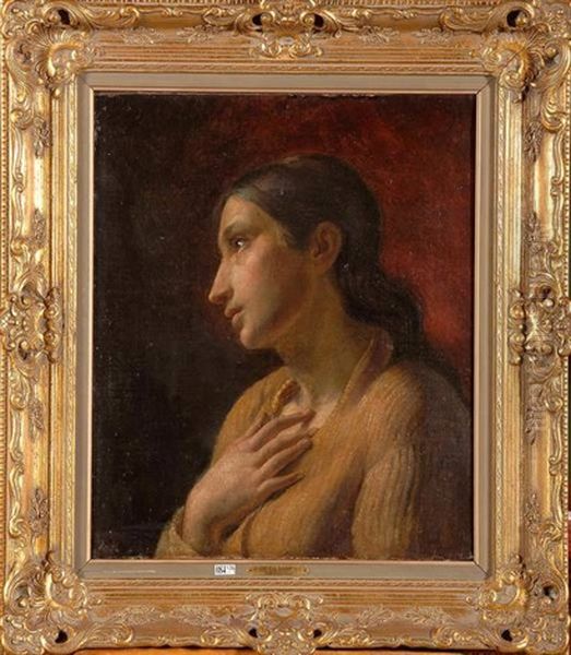 Jeune Femme Pensive Oil Painting by Jean De La Hoese