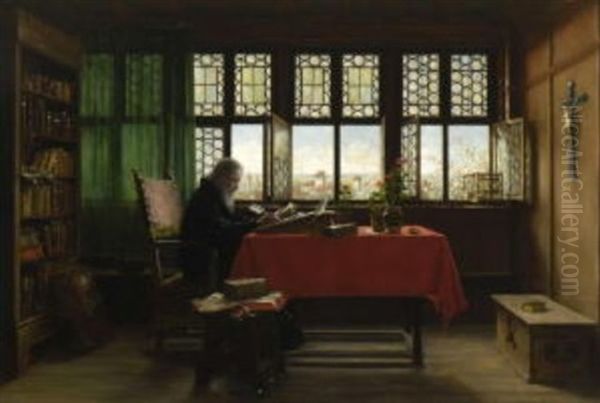 Gelehrter Am Fenster Oil Painting by George Von Hoesslin