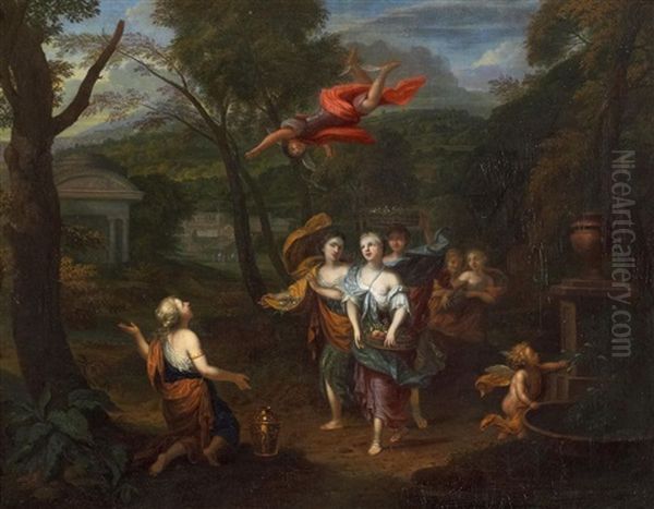 Merkur Entdeckt Herse, Pandrosos Und Aglauros Sowie Deren Gefolge Oil Painting by Gerard Hoet the Elder