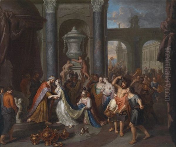 Das Zusammentreffen Der Konigin Von Saba Mit Konig Salomo Oil Painting by Gerard Hoet the Elder