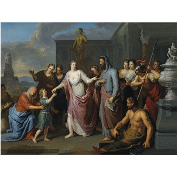 Olympia Presenting The Young Alexander The Great To Aristotle Oil Painting by Gerard Hoet the Elder