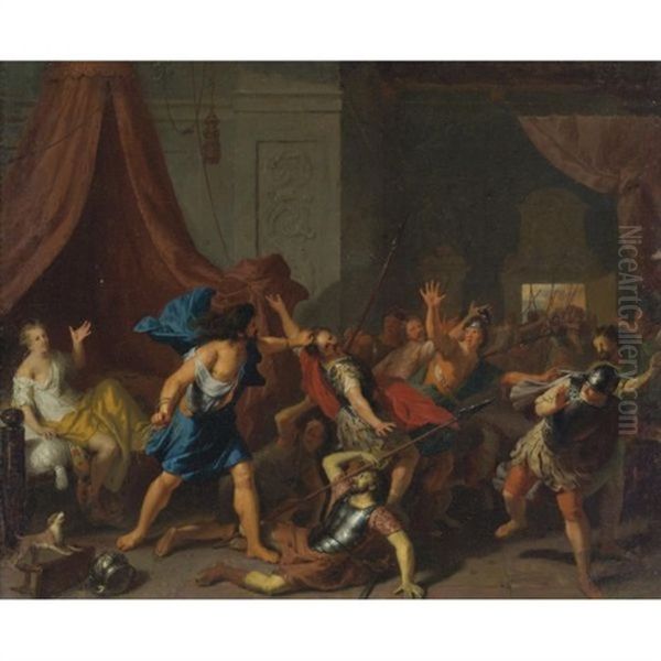 Samson And Deliah Oil Painting by Gerard Hoet the Elder