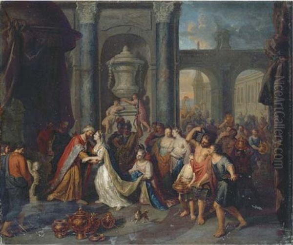 The Meeting Of Solomon And The Queen Of Sheba Oil Painting by Gerard Hoet the Elder