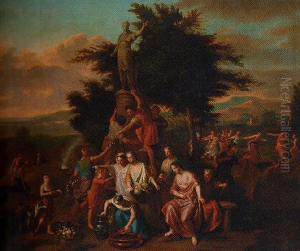 Celebrants At A Shrine Of Diana Oil Painting by Gerard Hoet the Elder