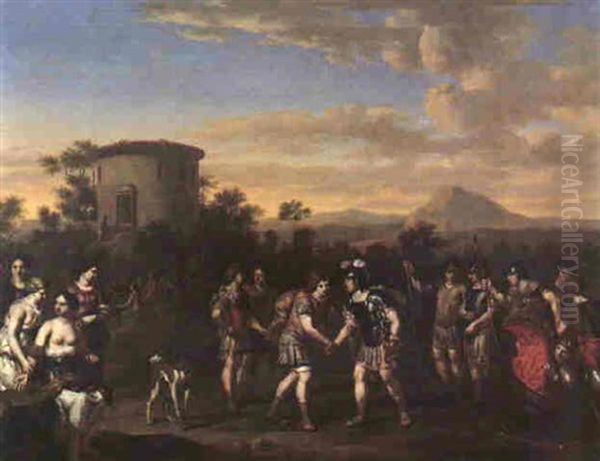 Telemachus And Minerva Disguised As A Mentor Arriving On Calypso's Island Oil Painting by Gerard Hoet the Elder