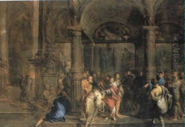 Christ Healing The Paralytic Oil Painting by Gerard Hoet the Elder