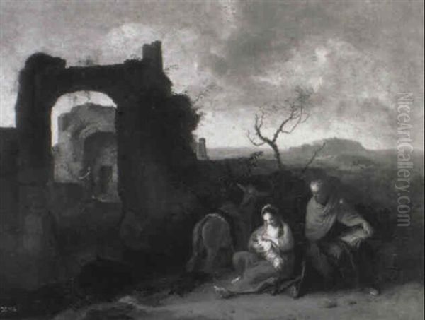 The Rest On The Flight Into Egypt Oil Painting by Gerard Hoet the Elder