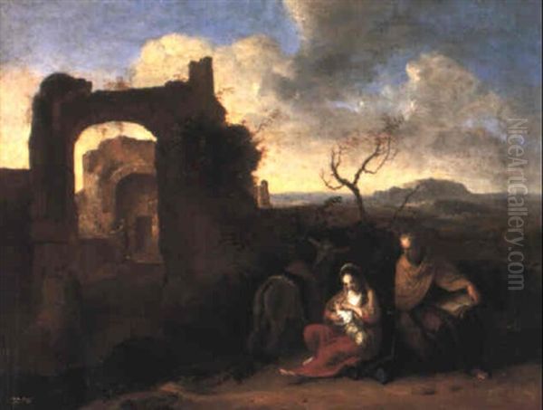 The Rest On The Flight Into Egypt Oil Painting by Gerard Hoet the Elder