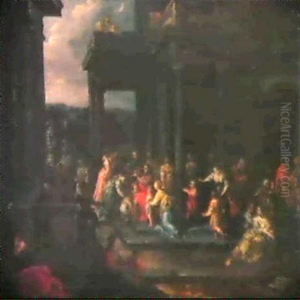 Jesus Segnet Die Kinder Oil Painting by Gerard Hoet the Elder