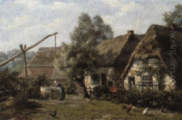 The Villager Well Oil Painting by Hendrik Gerard ten Hoet