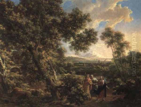 Christ On The Road To Emmaus Oil Painting by Johann Samuel Hoetzendorf