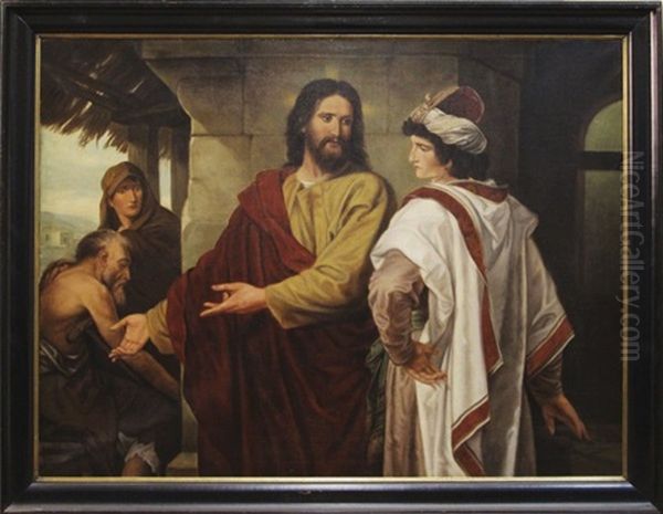 Jesus Parmi Les Docteurs Et Jesus Et Le Jeune Homme Riche (2 Works) Oil Painting by Jozef Willemszoon Hoevenaar