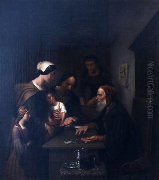 Het Arme Gezin Bij De Lommerd Oil Painting by Willem Pieter Hoevenaar