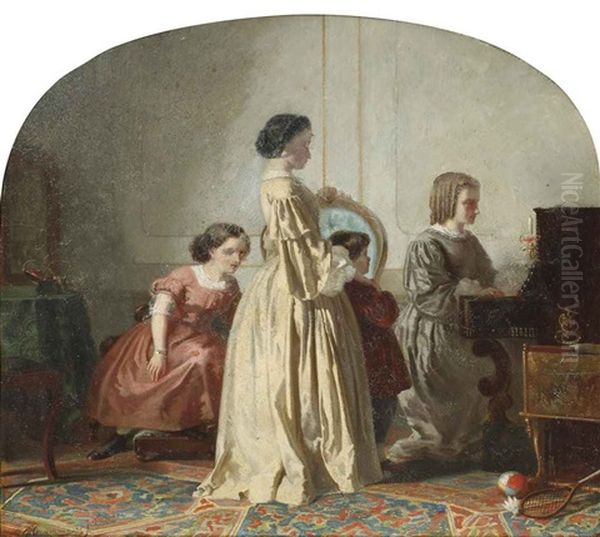 A Musical Interlude Oil Painting by Willem Pieter Hoevenaar