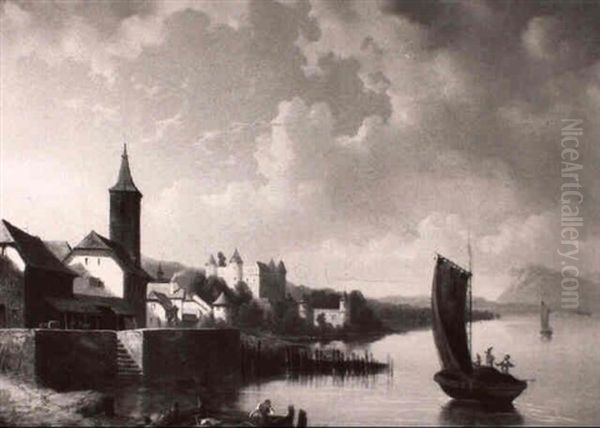 Seelandschaft Mit Schloss Oil Painting by Ferdinand Hofbauer