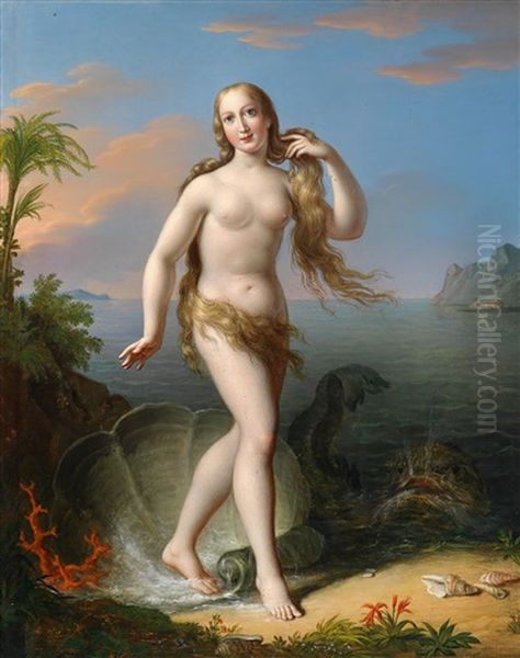 Geburt Der Venus (venus Anadyomene) Oil Painting by Johann Nepomuk Hoefel