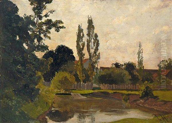 Am Dorfteich Oil Painting by Friedrich Ludwig Hofelich