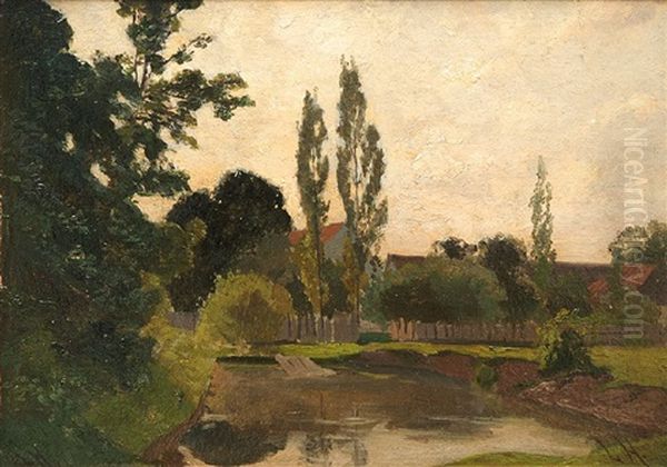 Dorfteich Oil Painting by Friedrich Ludwig Hofelich