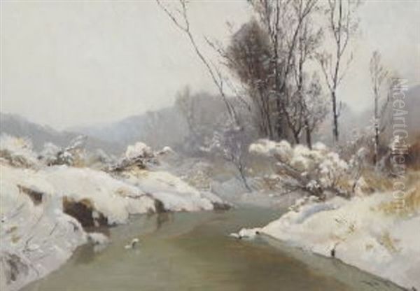 Winterlandschaft Oil Painting by Friedrich Ludwig Hofelich