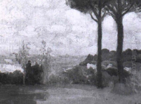 View From A Villa, Rome Oil Painting by Gottfried Hofer