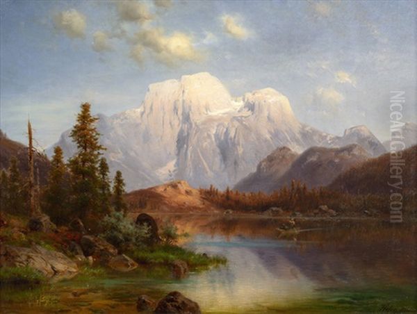 See Im Hochgebirge Oil Painting by Heinrich Hofer